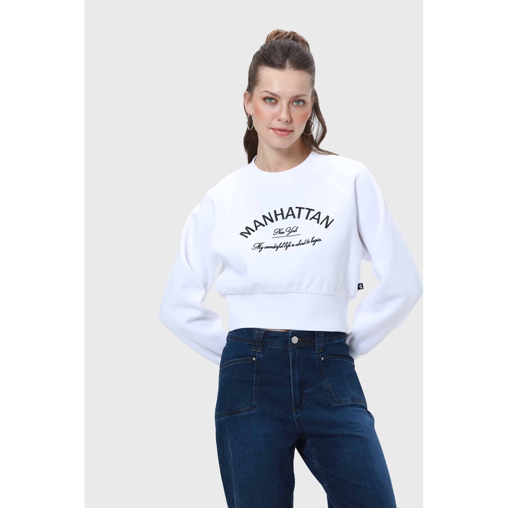 Fashionspark - Polerón Mujer Pretina Ancha Blanco