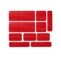 Magideal - 10 Uds Cinta Adhesiva Reflectante Tiras Cinta Reflectante De Visibilidad Antiarañazos Para Coche Motocicleta Casco , Rojo