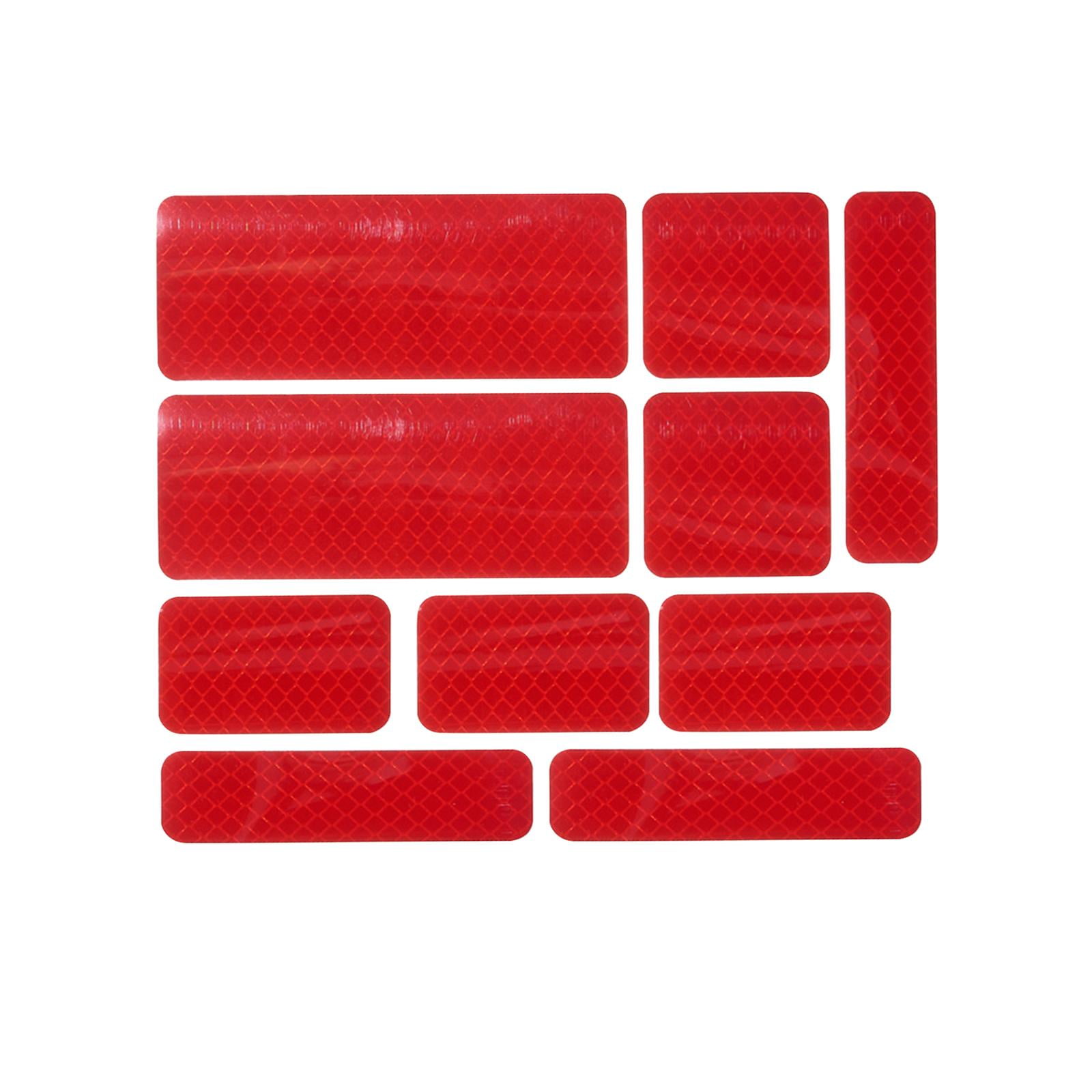 Magideal - 10 Uds Cinta Adhesiva Reflectante Tiras Cinta Reflectante De Visibilidad Antiarañazos Para Coche Motocicleta Casco , Rojo