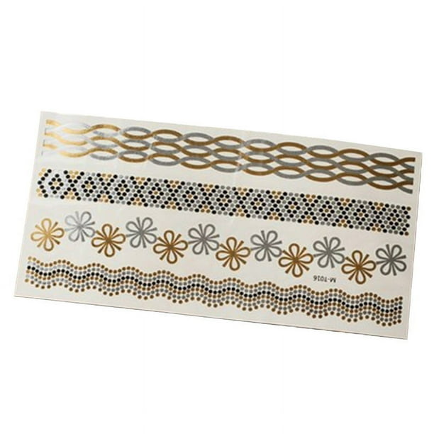 Fashion Bronzing Retro Tattoo Stickers , Waterproof Bracelet Metallic Shiny Temporary Tattoo Stickers