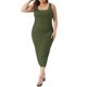 thumbnail image 4 of Agnes Orinda Trajes de Halloween Vestido de Mujer Tallas Grandes Vestido de Verano Sin Mangas Cuello Cuadrado Ajustado Cóctel Vestido de Tirantes 1X Verde Militar, 4 of 8