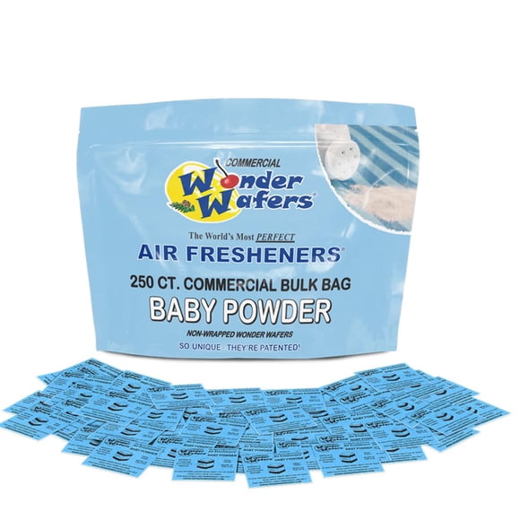 Wonder Wafers 250 unidades sin envolver, ambientadores profesionales para coche y camión (perfume de talco)
