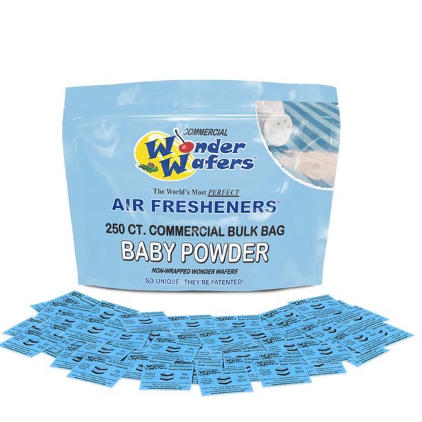 Wonder Wafers 250 unidades sin envolver, ambientadores profesionales para coche y camión (perfume de talco)