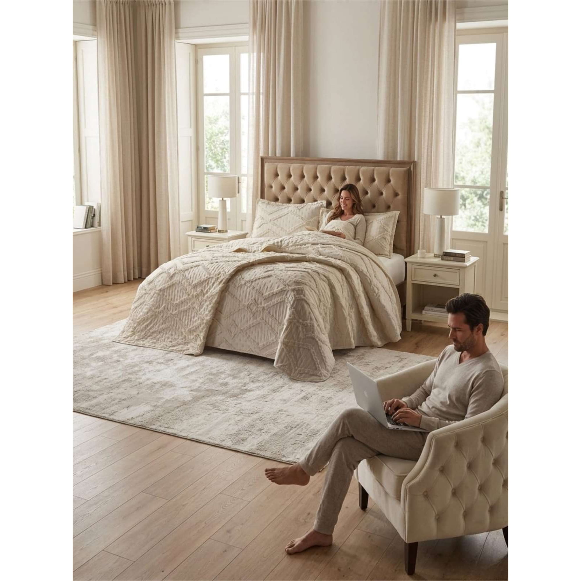 Todo Para El Hogar - Quilt De Verano Tufting Liviano Diseño Geométrico 2 Plazas
