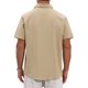 thumbnail image 3 of INSPIRE CHIC Camisas de Regreso a Clases para Hombre Cuello de Punta Manga Corta Botón Abajo Camisas Casuales de Rayas de Lino con Bolsillos M Caqui, 3 of 6