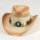 thumbnail image 5 of Boho Western Cowboy Straw Hat - Hand Woven Faux Jade Chain Decor Hat for Women, Men, and Unisex - Perfect for Summer Beach and Casual Wear, 5 of 5