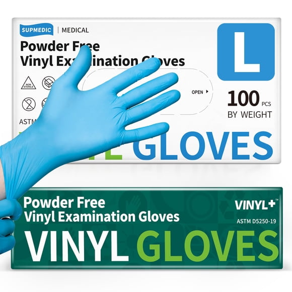 Guantes Protectores Supmedic de Vinilo Sin Polvo Talla Grande 100 unidades
