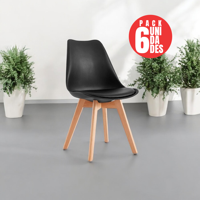 Tienda El Garage - Pack 6 Sillas Acolchadas Eames Negro