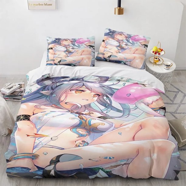 Kawaii Anime Sexy Girl Bedding Set,Duvet Cover Comforter Bed Set Quilt Cover Pillowcase, Boys Girls Adults Bed Sheets