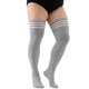 thumbnail image 1 of suxuMhao Calcetines Grandes de Estilo de Tres Rayas Talla Grande Calcetines Casuales Extragrandes, Medias sobre la Rodilla con Alta Elasticidad, Gris Claro y Blanco, 3 Pares, Calcetines Elásticos, 1 of 2