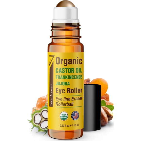 Aceite de ricino Eye Roller Seven Minerals para bolsas debajo de los ojos, 10 ml