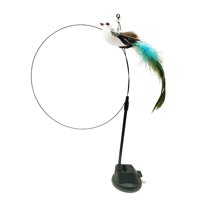 Magideal - Simulación En Apariencia De Pájaro Gato Interactivo Emplumado Teaser Rod Juguete Con Ventosa, Interacción De Mascotas Suministros Campana