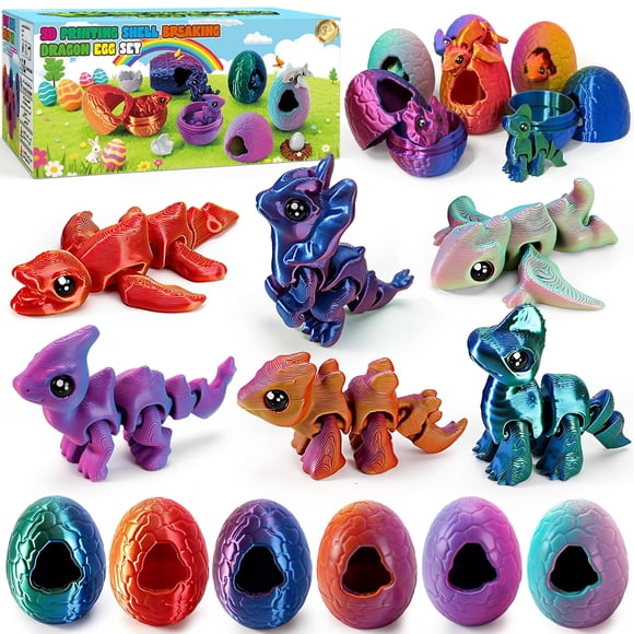 Set de huevos de dragón Gucbbaui, juguetes antiestrés impresos en 3D, 6 piezas