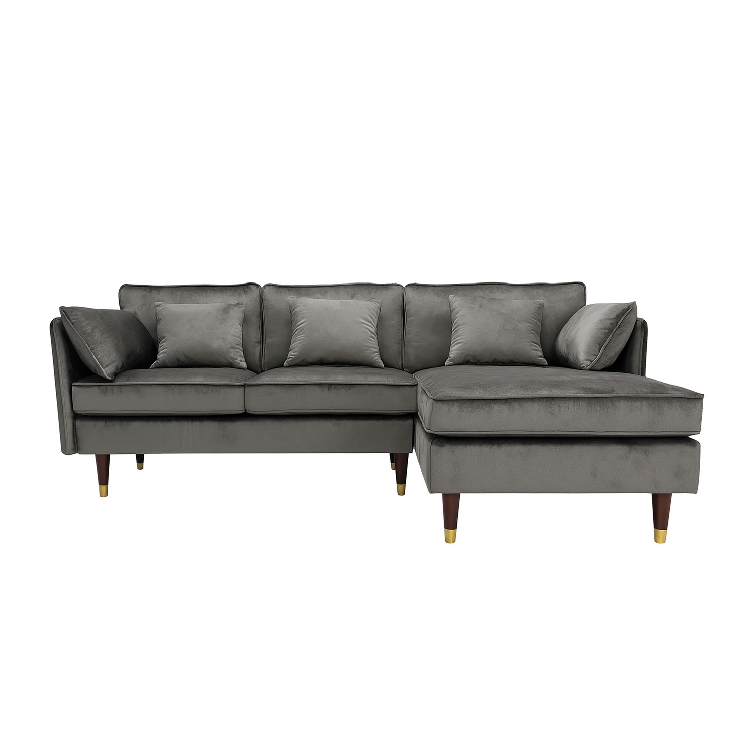 Sofá Seccional 3 Cuerpos Relan Ariccia Sillon Velvet Gris