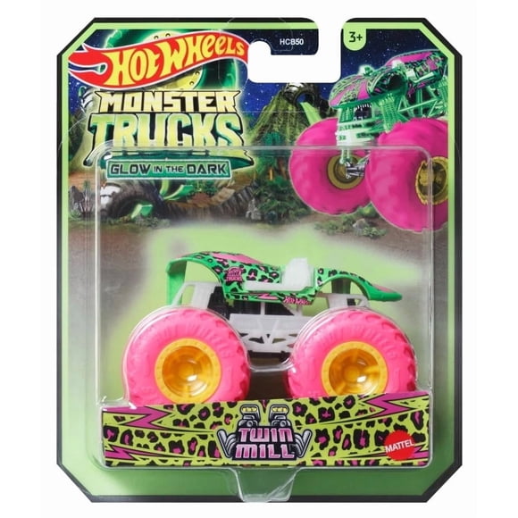Camión de Juguete Hot Wheels Twin Mill 1:64 que Brilla en la Oscuridad