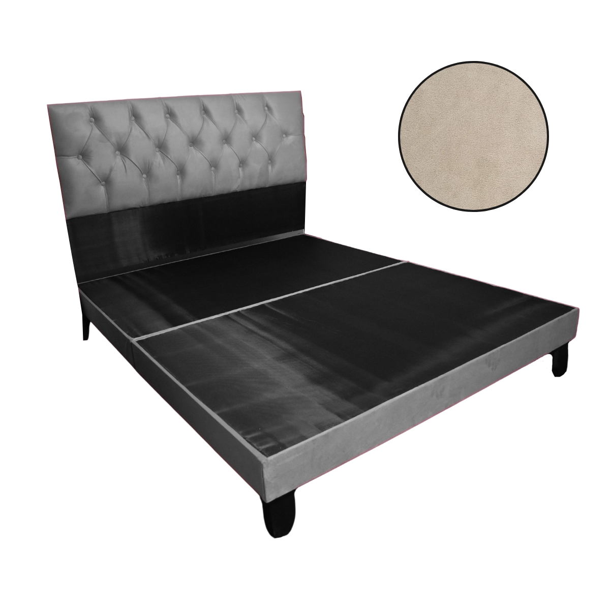 Mueblart - Base De Cama Con Respaldo A Piso King Café Felpa