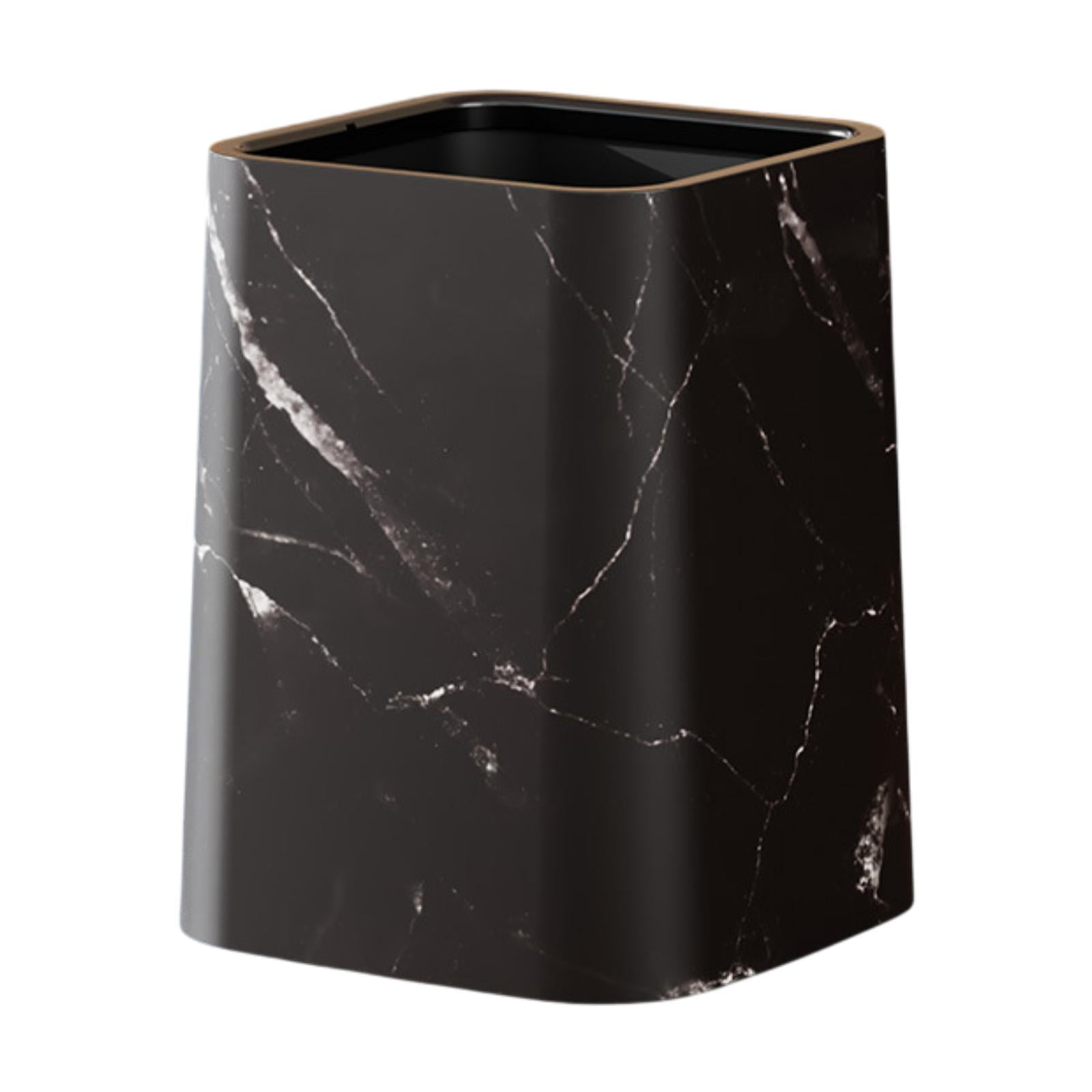 Bothyi - Papelera De Mármol, Cesta De Papel Reutilizable, Papelera Para Cocina, Baño, Oficina, Negro, L