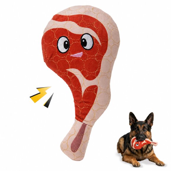 Juguete para perro Bite Force Ribby con silbato, rojo, peluche duradero