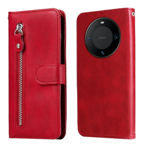 Funda con Cremallera para Huawei Mate 60 Pro, Carcasa Cartera de Cuero PU con Soporte y Tarjetero
