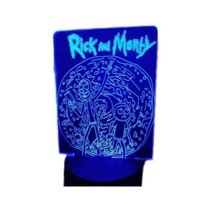 Lelumania - Lampara Ilusion 3D Rick And Morty De 7 Colores, Base Touch