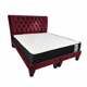 thumbnail image 1 of Cama 2 plazas con Colchon de 150cm X 190cm tapizada en Felpa Burdeo Claro, 1 of 5