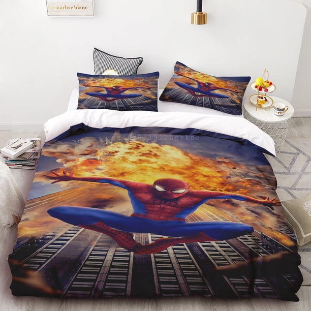 Duvet Cover Set Spiderman 3D Bedding Set Soft 100% Polyester Pillowcase Quilt Cover Queen Size Room Decor Teens Kids Gift Bed Sheets