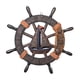 thumbnail image 1 of Escultura De Pared De Timón De Barco, Adorno Colgante De Hotel, Volante De Barco De Madera Con Red, 45xx4x45cm, 1 of 3