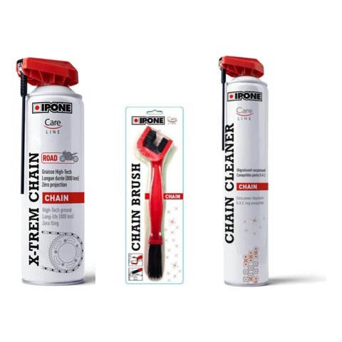 Kit Lubricante + Desengrasante + Cepillo Moto Ipone Original