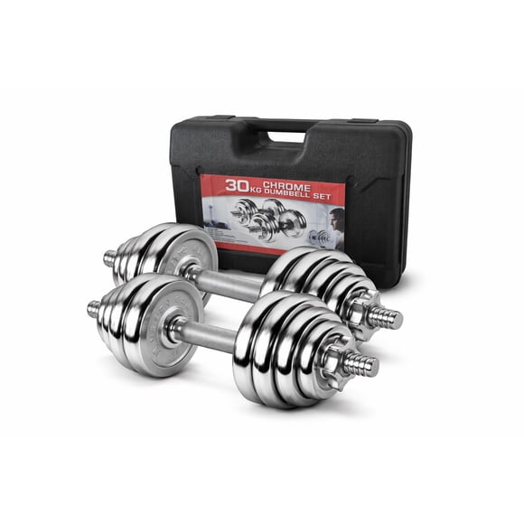 Set de Mancuernas Cromadas Ajustables 30 kg con Maleta