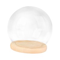 Magideal - Cúpula De Exhibición Con Base De Madera, Cúpula De Campana De Vidrio, Vitrina, Decoración De Casa De Muñecas, Cúpula Transparente De Bricolaje, Cúpula Base De Madera De 12 Cm