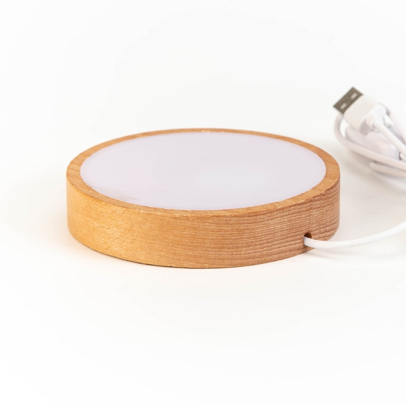 Xusx111 - Soporte De Luz Led De 2pcs Para El Soporte De Pantalla De Cristal De Poder De Arte De Vidrio, Base De Madera Para La Decoración Y Los Objetos De Colección De Acrílico/cristal 3d