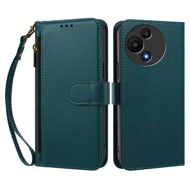 Funda Tipo Billetera para TCL 60 SE NxtPaper 4G con Soporte y Bolsillo con Cierre Verde