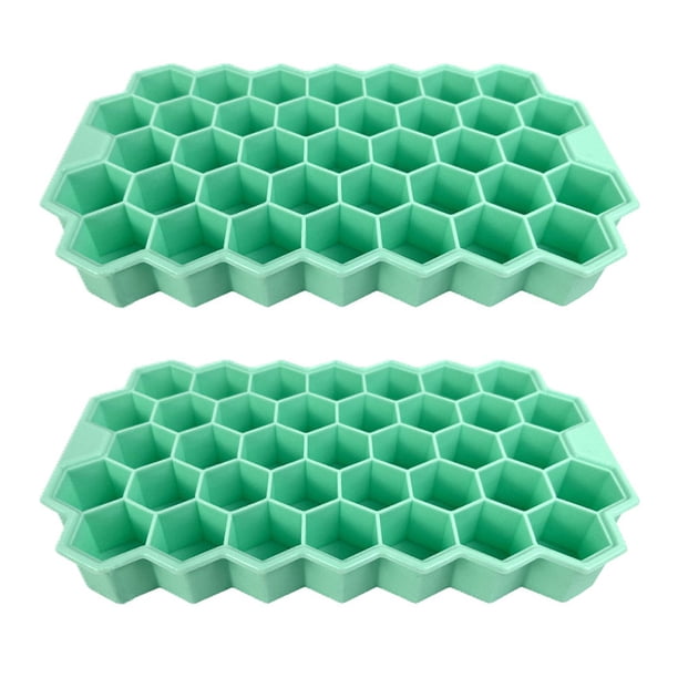 2 bandejas de hielo, molde de silicona para hielo con tapa de sellado y molde de hielo hexagonal seguro.