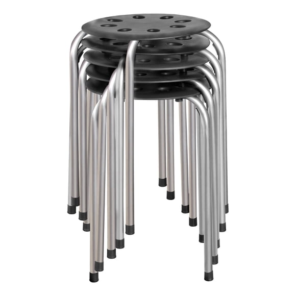 Pack de 5 taburetes apilables Norwood 45 cm negro/plata