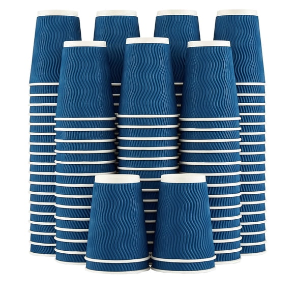 Vasos de café de papel Lamosi, 350 ml, paquete de 120 unidades, aislantes, corrugados