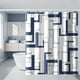 thumbnail image 1 of 1pc Blue Geometric Pattern Shower Curtain With 12 Hooks, Waterproof And Mildew-Proof Bath Curtain, Machine Washable Bathroom Partition Curtain, Bathroom Decor, Curtain For Windows, 1 of 4