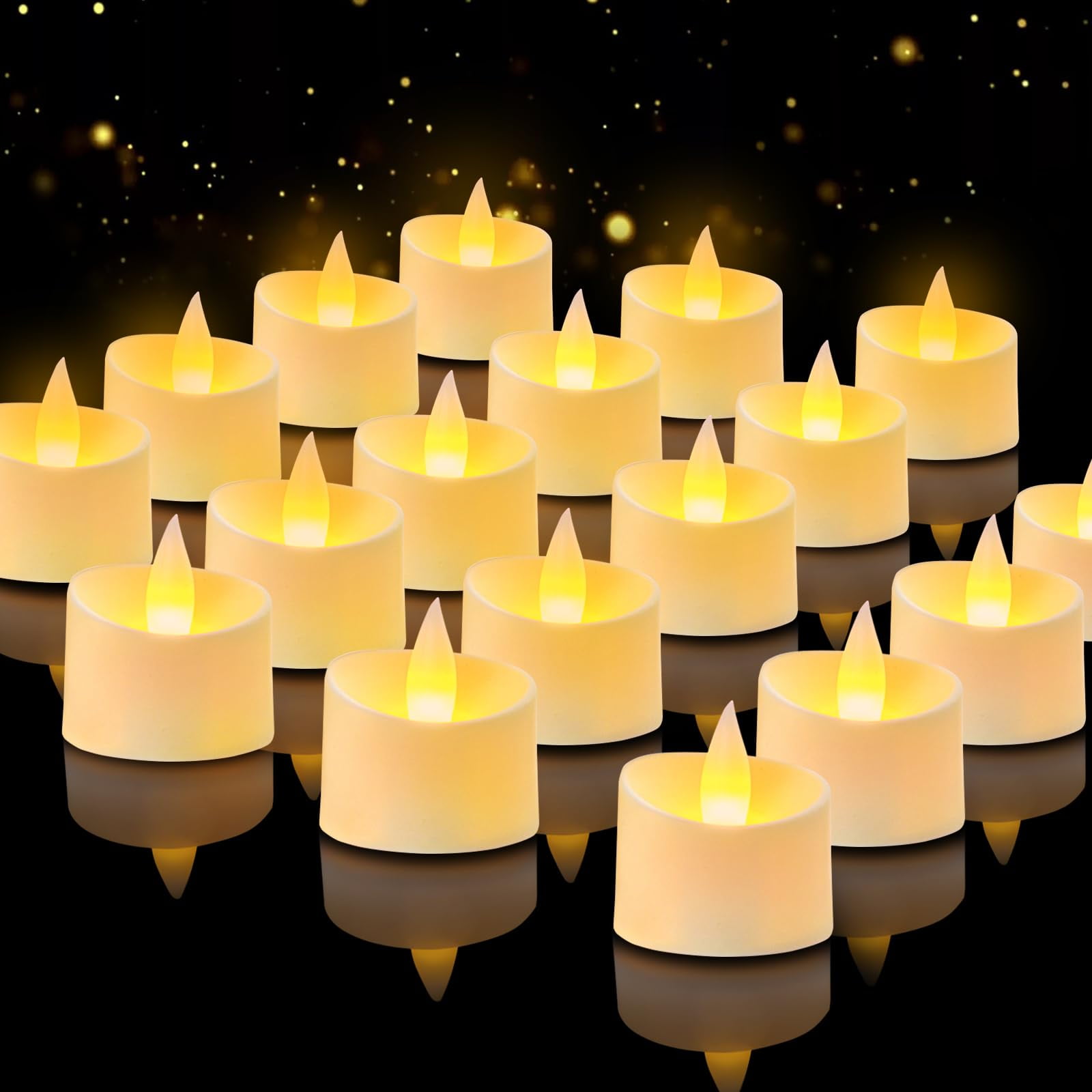 Velas De Té Sin Llama Haown Realistic Con Base Marfil, 24 Unidades