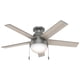 thumbnail image 1 of Ventilador de techo Hunter Anslee de 46" con luz LED, acabado plata mate y cadena de tiro, 1 of 9