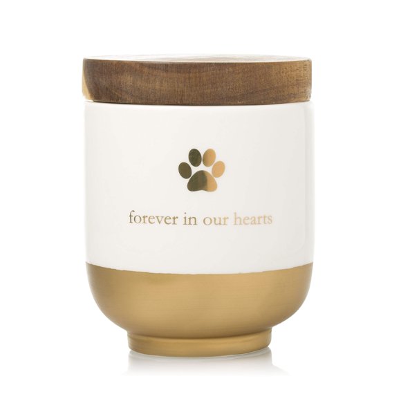 Urna conmemorativa para mascota Pearhead de cerámica con detalle dorado 11 x 14 cm