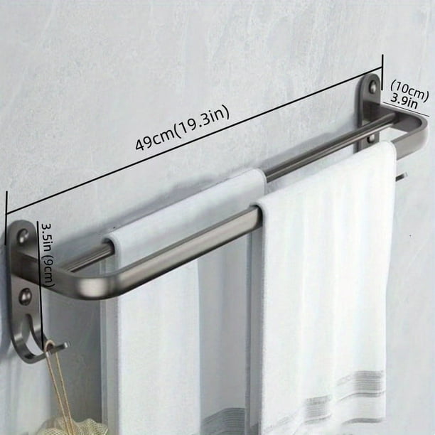 Maximize Your Bathroom Space with our Stylish 1pc Punch Free Folding Towel Rack - Wall-Mounted Shower Hanger with Hook and Bathroom Shelf in Black/Gray