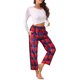 thumbnail image 2 of INSPIRE CHIC Pantalones de pijama de forro polar mullido para mujer, pantalones de descanso a cuadros con bolsillos, cintura elástica suave y cálida, talla S, a cuadros, 2 of 6