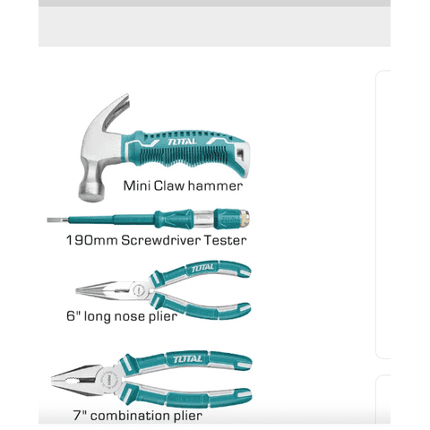 Genérico - Kit Juego Herramientas Manuales 6 Piezas En Estuche Total Color Turquesa
