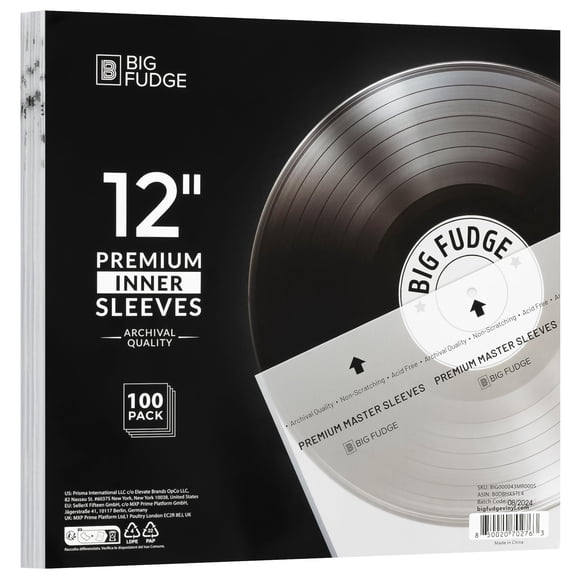Fundas interiores premium para discos de vinilo de 12 pulgadas, 100 piezas, Big Fudge