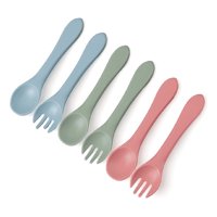Genérico - Set 4 Cubierto+Cuchara Silicona Ergonomico Bebes Lau
