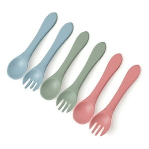 Genérico - Set 4 Cubierto+Cuchara Silicona Ergonomico Bebes Lau