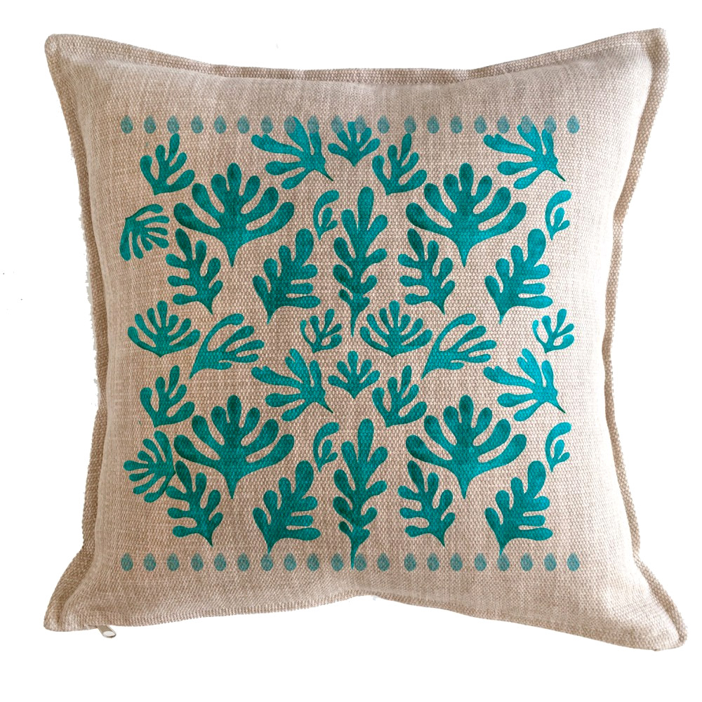 Tuyo Print - Cojín Marino Algas Turquesa 45X45