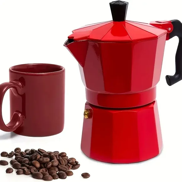 Cafetera italiana 6 tazas en color cafe moka express 6 tazas en color rojo