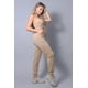 thumbnail image 3 of Saronite Conjunto de Dos Piezas de Top Corto de Punto con Tirantes Fruncidos y Pantalones Deportivos Basics, Color Moca (para Mujer), 3 of 5
