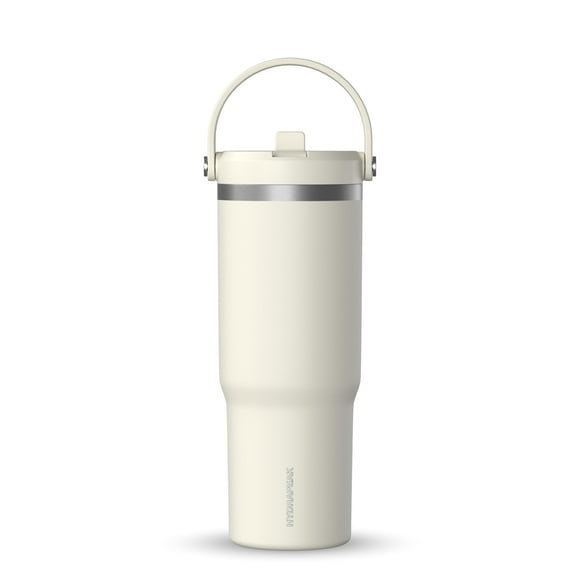 Vaso Hydrapeak Nomad de 950 ml con asa y tapa con pajita, color marfil