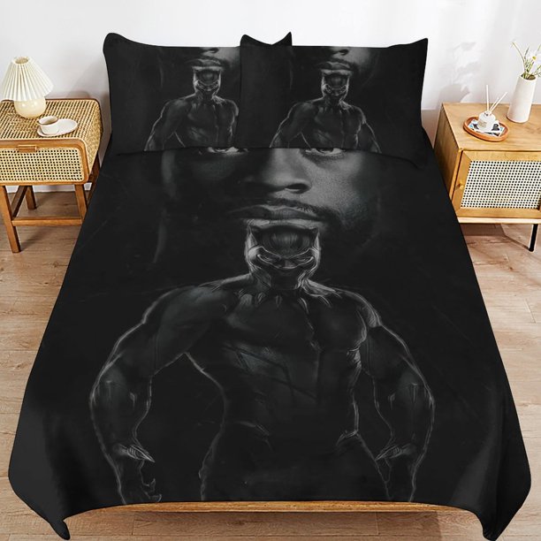 Chadwick Boseman Bedding Sets Ultra Soft Skin-Friendly Duvet Cover 3 Piece, Cute Comforter Cover Bed Set for Boys Girls Kids